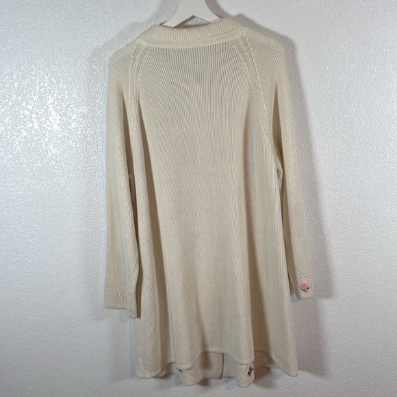 Vintage Knit Fashion Inc. Long Line Big Button Cardigan Floral Butterfly Size XL - Picture 8 of 11